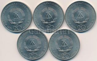 NDK 1971A 20M "Ernst Thälmann" (5x) T:1-,2
GDR 1971A 20 Mark "Ernst Thälmann" (...