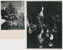 cca 1940-1950 Régi karácsonyok, 5 db fotó, 8x6 és 17x13 cm közötti méretekben