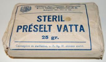 "Steril préselt vatta" eredeti csomagolásban az 1940-es évek végéről