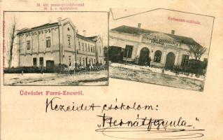 Forró-Encs, Posta és távirdahivatal a MÁV épületében, vasútállomás, Rothmann szálloda; kiadja Rothmann  (EK)