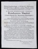1831 Fűskúti Landerer Lajos, és Wéber S. L. Könyvnyomdájának reklámnyomtatványa. 25x19 cm.