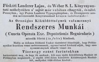 1831 Fűskúti Landerer Lajos, és Wéber S. L. Könyvnyomdájának reklámnyomtatványa. 25x19 cm