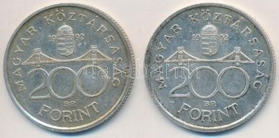 1992. 200Ft Ag "MNB" (2x) T:2,2-