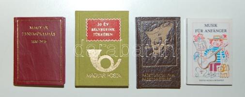 4 db minikönyv közte bélyeg témájú, 2 zenei téma + szakácskönyv