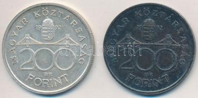 1992. 200Ft Ag "MNB" (2x) T:2 patina
