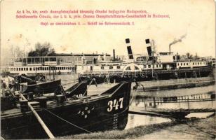 Budapest III. Óbuda, Dunagőzhajózási társaság hajógyára, Hajó az uszódokban I.