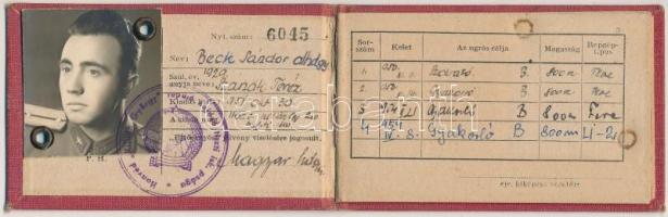 1950 Fényképes ejtőernyős igazolvány