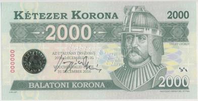 2012. 10.000K "Balatoni Korona" "000000" sorszámmal, "MINTA" perforációval, a tervező, Vagyóczky Károly aláírásával T:I