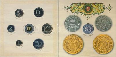 2008. 1Ft-100Ft 7klf db + Mátyás denár Ag fantáziaverete "Reneszánsz emlékév" dísztokos szettben T:PP