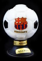 Focilabdát mintázó FC Barcelona motívumos mini brandys üveg, m: 8 cm