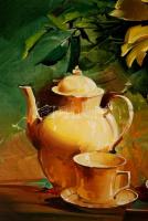 Fassel L'ousa Ferenc (1915-2009): Csendélet. Olaj, farost jelzett, keretben, 50×70 cm