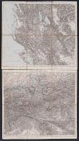 cca 1890 2 érdekes térkép: Laibach. Villach, valamint Korfu és a Balkán félsziget vászon téképe. Szép állapotban. / Map of Laibach and area and the Balkan peninsula 41x37 cm