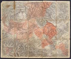 cca 1900 Nagyszeben és környéke kissé megviselt vászon térkép / Sibiu and area slightly battered map on canvas 55x48 cm