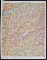 cca 1920 Zillertaler Alpok túra térkép / Climber and hiker map of the Zillertaler Alp. 60x70 cm