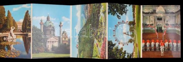 cca 1930-1960 6 db különféle kisméretű leporelló: Budapest, Párizs, Bécs, Lillafüred, Pozsony, Tata