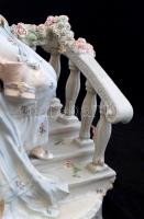 Antik figurális asztali lámpa, kézzel festett mázas fajansz, restaurált, formaszámmal (7972), márka ...