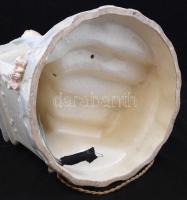 Antik figurális asztali lámpa, kézzel festett mázas fajansz, restaurált, formaszámmal (7972), márka ...