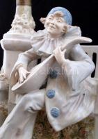 Antik figurális asztali lámpa, kézzel festett mázas fajansz, restaurált, formaszámmal (7802), márka ...