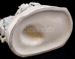 Antik figurális asztali lámpa, kézzel festett mázas fajansz, restaurált, formaszámmal (7802), márka ...