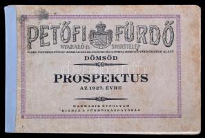 1927 A dömsödi Petőfi Fürdő prospektusa, képekkel, számos érdekességgel, kopott, utólag ragasztott papírkötésben, egyébként jó állapotban