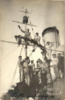 1916 SMS Szigetvár, New Year greetings from the mariners on board, photo  (EK)