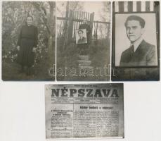Kulich Gyula (1914-1944) pártmunkás, eszperantista, a két háború közötti magyarországi kommunista ifjúsági mozgalom egyik vezetőjével kapcsolatos  fotók, 4db, 9x7cm