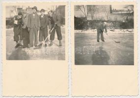 cca 1920-30 Jéghokizók, 2db fotó, 8,5x6cm