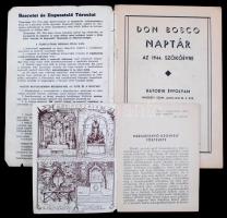 1939-1944 2 db vallási témájú nyomtatvány: Máriabesnyő, ill. Don Bosco naptár 1944, kicsit kopott pa...