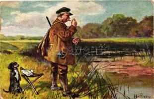 6 db RÉGI vadász motívumú képeslap, vegyes minőség / 6 old hunting motive cards, mixed quality