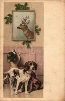 6 db RÉGI vadász motívumú képeslap, vegyes minőség / 6 old hunting motive cards, mixed quality