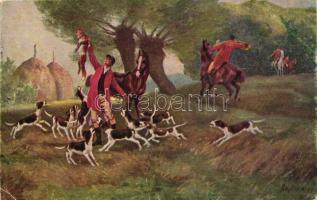 6 db RÉGI vadász motívumú képeslap, vegyes minőség / 6 old hunting motive cards, mixed quality