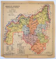 1943 Szabolcs vármegye közigazgatási térképe, tervezte: Tallián Ferenc, kiadja a Magyar Földrajzi In...