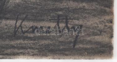 Kmetty jelzéssel: Asztali csendélet. Szén, karton, 28×32 cm