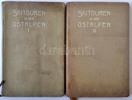 Biendl, Hans (Hrsg.) und Alfred v. Radio-Radis: Skitouren in den Ostalpen. Band I. II.  Wien, 1906. Adolf Holzhausen, Egészvászon kötésben / In painted full linen binding