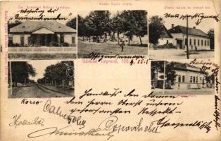 Talpas, Talpos; Özv. Kabdebó Béláné kastélya, Kádár Gyula üzlete, Állami iskola és olvasó kör, Fő utca, Községháza; kiadja Kádár Gyula / castle, shop, school, main street, town hall (EK)