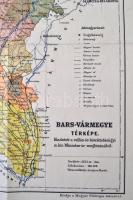 1907 Bars vármegye térképe, kiadja a Magyar Földrajzi Intézet Rt., szakadással, 37x30 cm