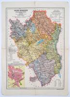 1930 Fejér vármegye közigazgatási térképe, kiadja a Magyar Földrajzi Intézet R.T., szakadásokkal, 41x29 cm