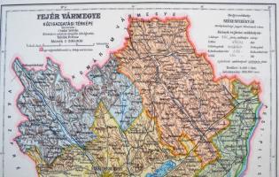 1930 Fejér vármegye közigazgatási térképe, kiadja a Magyar Földrajzi Intézet R.T., szakadásokkal, 41...