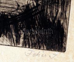 Fehér Ilona (1913-1983):  Balatoni csónak. Rézkarc, papír, jelzett, 26×21 cm