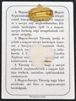 1955. "Magyar-Szovjet Társaság" tagsági könyve és jelvénye (23x17mm) T:2