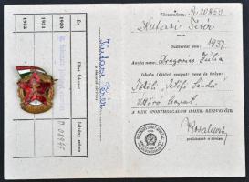1950. "LMHK (Légy munkára, harcra kész) II. fokozatú jelvénye" sorszámozott, zománcozott B...
