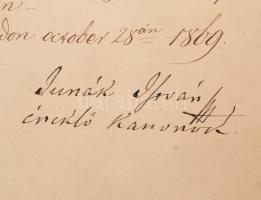 1869 Nagyalakú kanonoki kinevezés Bémer Pál részére Ferencz József saját kezű aláírásával és a nagyv...