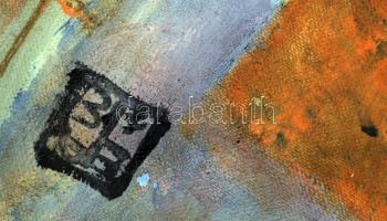 Olvashatatlan jelzéssel: Folyóparton. Olaj, vászon-karton, 70×48 cm