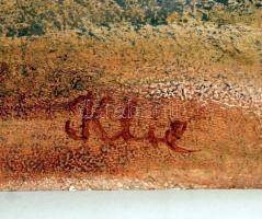 Klie jelzéssel: Szerelmespár. Olaj, farost, 39×77 cm