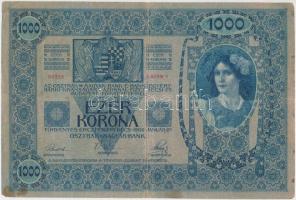 1902. 1000K felülbélyegzett T:III,III- folt, kis szakadás, kis sarokhiány