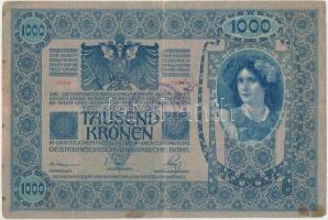 1902. 1000K felülbélyegzett T:III,III- folt, kis szakadás, kis sarokhiány