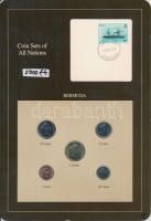 Bermuda 1986-1991. 1c - 1$ 5xklf db, forgalmi szett felbélyegzett kartonlapon T:1 Bermuda 1986-1991. 1 Cent - 1 Dollar 5xdiff, coin set on cardboard with stamp C:UNC
