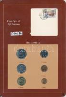 Gambia 1971-1987. 1b - 1D 6xklf db, forgalmi szett felbélyegzett kartonlapon T:1 Gambia 1971-1987. 1 Butut - 1 Dalasi 6xdiff, coin set on cardboard with stamp C:UNC