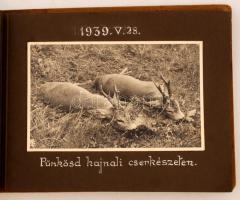 1933-1939 Vadásznapló 22 fotóval magyarország i vadászatokról, különféle trófeákkal, benne gr. Vay L...
