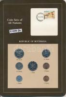 Botswana 1981-1984. 1th - 1P 7xklf db, forgalmi szett felbélyegzett kartonlapon T:1 Botswana 1981-1984. 1 Thebe - 1 Pula 7xdiff, coin set on cardboard with stamp C:UNC